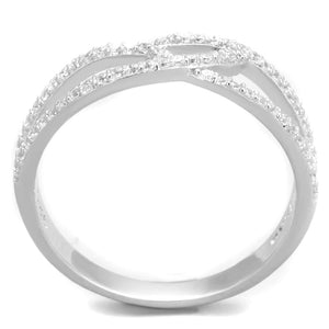 TS365 - Rhodium 925 Sterling Silver Ring with AAA Grade CZ  in Clear