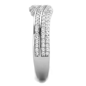 TS367 - Rhodium 925 Sterling Silver Ring with AAA Grade CZ  in Clear