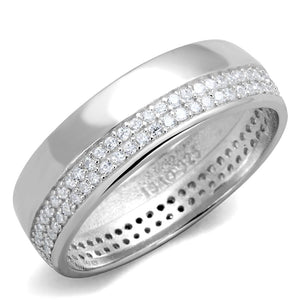 TS375 - Rhodium 925 Sterling Silver Ring with AAA Grade CZ  in Clear