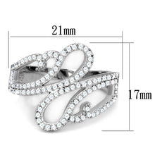 Load image into Gallery viewer, TS383 - Rhodium 925 Sterling Silver Ring with AAA Grade CZ  in Clear