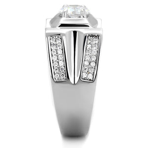 TS385 - Rhodium 925 Sterling Silver Ring with AAA Grade CZ  in Clear