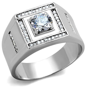 TS386 - Rhodium 925 Sterling Silver Ring with AAA Grade CZ  in Clear