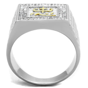 TS389 - Gold+Rhodium 925 Sterling Silver Ring with AAA Grade CZ  in Clear