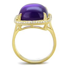 Load image into Gallery viewer, TS392 - Gold 925 Sterling Silver Ring with Synthetic Synthetic Glass in Amethyst