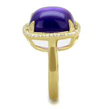 Load image into Gallery viewer, TS392 - Gold 925 Sterling Silver Ring with Synthetic Synthetic Glass in Amethyst