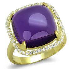 Load image into Gallery viewer, TS392 - Gold 925 Sterling Silver Ring with Synthetic Synthetic Glass in Amethyst