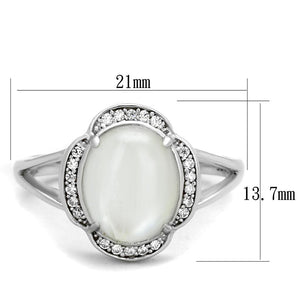 TS393 - Rhodium 925 Sterling Silver Ring with Semi-Precious Moon Stone in Clear