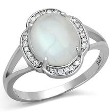 Load image into Gallery viewer, TS393 - Rhodium 925 Sterling Silver Ring with Semi-Precious Moon Stone in Clear