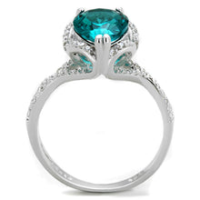 Load image into Gallery viewer, TS394 - Rhodium 925 Sterling Silver Ring with Synthetic Synthetic Glass in Blue Zircon