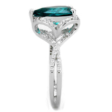 Load image into Gallery viewer, TS394 - Rhodium 925 Sterling Silver Ring with Synthetic Synthetic Glass in Blue Zircon