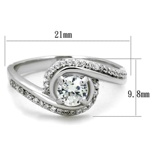 TS397 - Rhodium 925 Sterling Silver Ring with AAA Grade CZ  in Clear