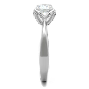 TS399 - Rhodium 925 Sterling Silver Ring with AAA Grade CZ  in Clear