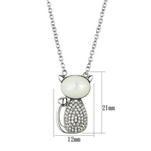 Load image into Gallery viewer, TS410 - Rhodium 925 Sterling Silver Chain Pendant with Synthetic Synthetic Glass in Clear