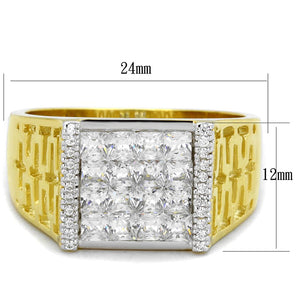 TS412 - Gold+Rhodium 925 Sterling Silver Ring with AAA Grade CZ  in Clear