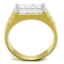 Load image into Gallery viewer, TS412 - Gold+Rhodium 925 Sterling Silver Ring with AAA Grade CZ  in Clear