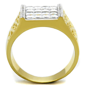 TS412 - Gold+Rhodium 925 Sterling Silver Ring with AAA Grade CZ  in Clear