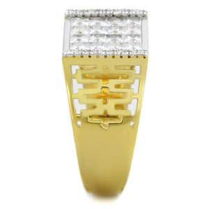 TS412 - Gold+Rhodium 925 Sterling Silver Ring with AAA Grade CZ  in Clear