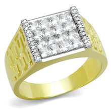 Load image into Gallery viewer, TS412 - Gold+Rhodium 925 Sterling Silver Ring with AAA Grade CZ  in Clear