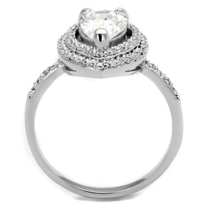 TS414 - Rhodium 925 Sterling Silver Ring with AAA Grade CZ  in Clear