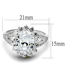 Load image into Gallery viewer, TS415 - Rhodium 925 Sterling Silver Ring with AAA Grade CZ  in Clear