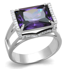 Load image into Gallery viewer, TS417 - Rhodium 925 Sterling Silver Ring with AAA Grade CZ  in Amethyst