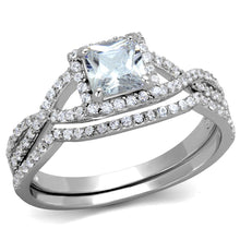 Load image into Gallery viewer, TS420 - Rhodium 925 Sterling Silver Ring with AAA Grade CZ  in Clear