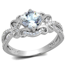 Load image into Gallery viewer, TS421 - Rhodium 925 Sterling Silver Ring with AAA Grade CZ  in Clear