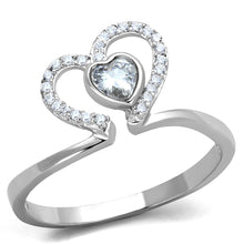 Load image into Gallery viewer, TS422 - Rhodium 925 Sterling Silver Ring with AAA Grade CZ  in Clear