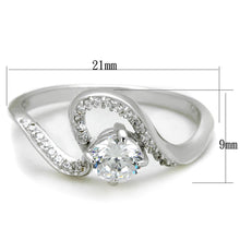 Load image into Gallery viewer, TS423 - Rhodium 925 Sterling Silver Ring with AAA Grade CZ  in Clear