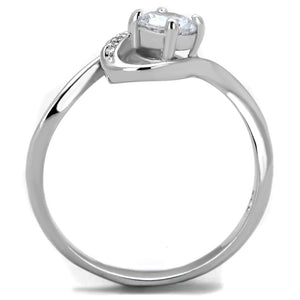 TS424 - Rhodium 925 Sterling Silver Ring with AAA Grade CZ  in Clear