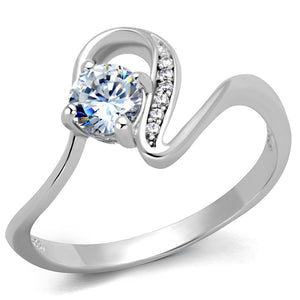 TS424 - Rhodium 925 Sterling Silver Ring with AAA Grade CZ  in Clear