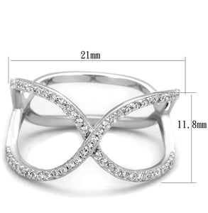 TS427 - Rhodium 925 Sterling Silver Ring with AAA Grade CZ  in Clear