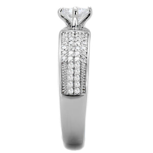 TS428 - Rhodium 925 Sterling Silver Ring with AAA Grade CZ  in Clear