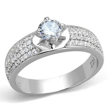 Load image into Gallery viewer, TS428 - Rhodium 925 Sterling Silver Ring with AAA Grade CZ  in Clear