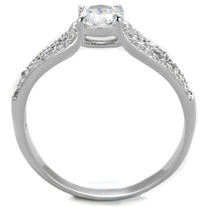 TS431 - Rhodium 925 Sterling Silver Ring with AAA Grade CZ  in Clear