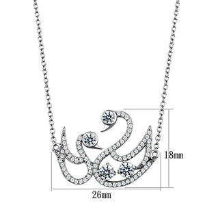 TS447 - Rhodium 925 Sterling Silver Chain Pendant with AAA Grade CZ  in Clear