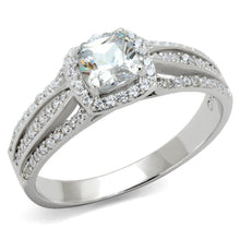 Load image into Gallery viewer, TS454 - Rhodium 925 Sterling Silver Ring with AAA Grade CZ  in Clear