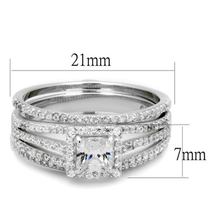 TS455 - Rhodium 925 Sterling Silver Ring with AAA Grade CZ  in Clear