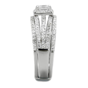 TS455 - Rhodium 925 Sterling Silver Ring with AAA Grade CZ  in Clear