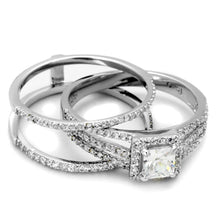 Load image into Gallery viewer, TS455 - Rhodium 925 Sterling Silver Ring with AAA Grade CZ  in Clear