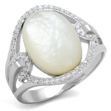 Load image into Gallery viewer, TS456 - Rhodium 925 Sterling Silver Ring with Precious Stone Conch in White