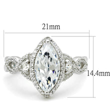 Load image into Gallery viewer, TS457 - Rhodium 925 Sterling Silver Ring with AAA Grade CZ  in Clear