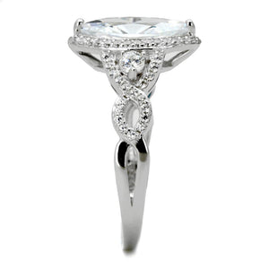 TS457 - Rhodium 925 Sterling Silver Ring with AAA Grade CZ  in Clear