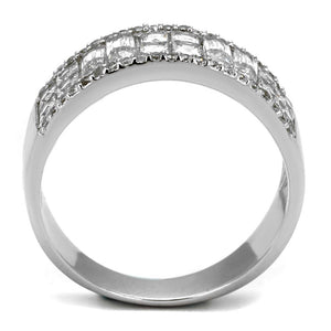 TS460 - Rhodium 925 Sterling Silver Ring with AAA Grade CZ  in Clear