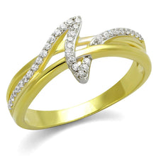 Load image into Gallery viewer, TS461 - Gold+Rhodium 925 Sterling Silver Ring with AAA Grade CZ  in Clear