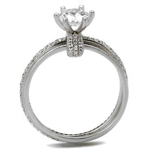 Load image into Gallery viewer, TS464 - Rhodium 925 Sterling Silver Ring with AAA Grade CZ  in Clear