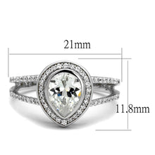 Load image into Gallery viewer, TS465 - Rhodium 925 Sterling Silver Ring with AAA Grade CZ  in Clear