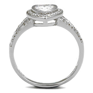 TS465 - Rhodium 925 Sterling Silver Ring with AAA Grade CZ  in Clear