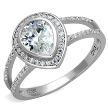 Load image into Gallery viewer, TS465 - Rhodium 925 Sterling Silver Ring with AAA Grade CZ  in Clear