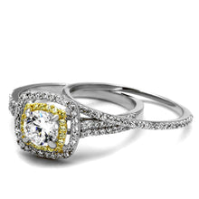 Load image into Gallery viewer, TS467 - Reverse Two-Tone 925 Sterling Silver Ring with AAA Grade CZ  in Clear